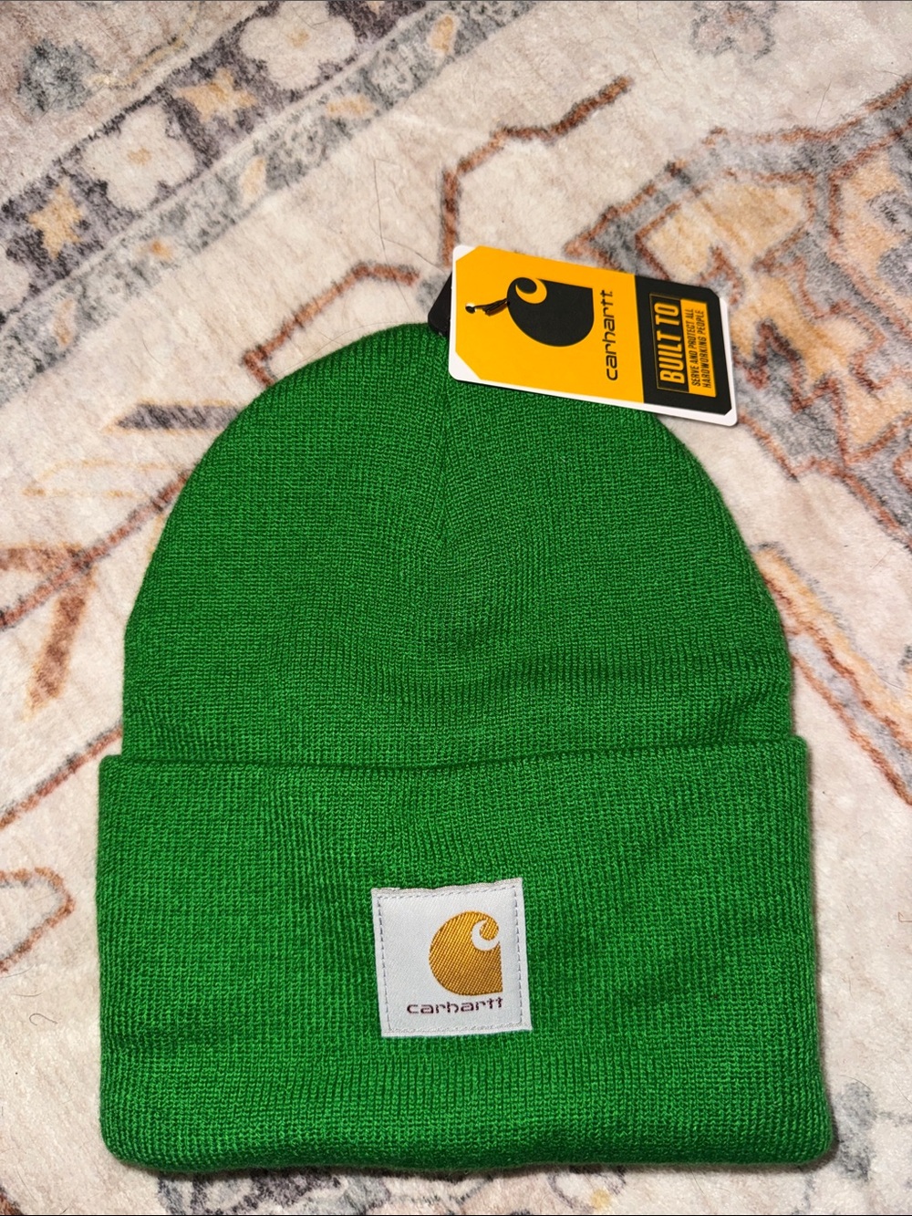 Carhartt Green Classic Cuffed Beanie with Logo Patch
